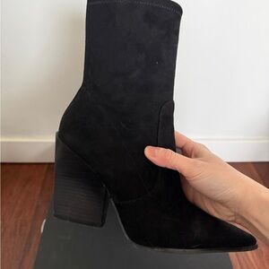 Kendall Kylie Felicia Black Suede Pointed Mid Calf Boots 8.5